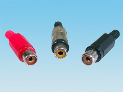 Conector RCA hembra-plástico, con carcasa roja