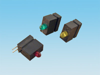 LED EN ZOCALO - MONTAJE VERTICAL 2 DIODOS --- Iv(mcd)=12,5 / If(mA)=10 / Color Caja=Amarillo / 脙藴(Le)