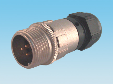 Conector militar-metalico macho-aéreo prolongador  de 12 vías, Ø=20mm