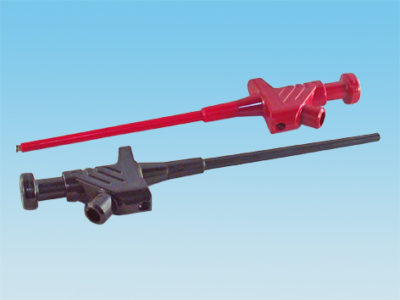 Pinza de prueba tipo tr谩ctil aislada, para banana 4mm, long. brazo=100mm,corriente nominal = 4A,color rojo