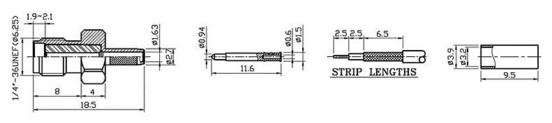 Conector SMA hembra para crimpar RG174 reverse - Imagen 2