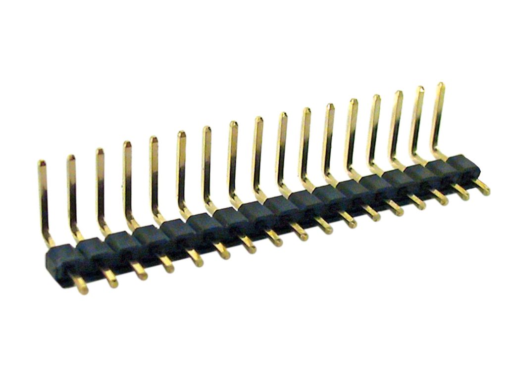 Tira de pines macho-macho codo, 1x36 pin largo-cuadrado-dorado, 2,54mm ...