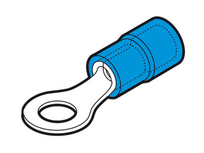 Terminal tipo aro semi-aislado de 脴interior=3.7mm, azul