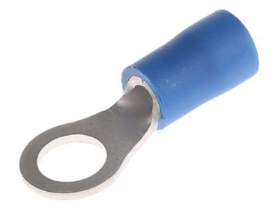 Terminal tipo aro semi-aislado de 脴interior=5.3mm, para cable de 2.63mm虏, azul