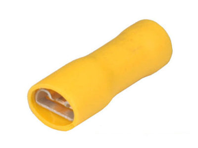 Terminal Faston-hembra aislado de 6.3mm, para cable 6.64mm², amarillo