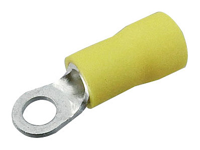 Terminal tipo aro semi-aislado de 脴interior=4.3mm, para cable de 6.64mm虏, amarillo