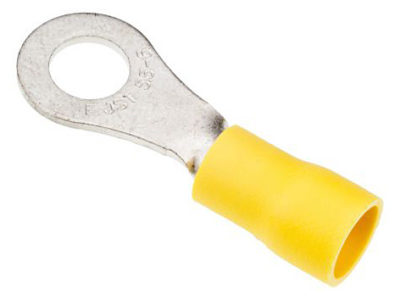 Terminal tipo aro semi-aislado de 脴interior=6.4mm, para cable de 6.64mm虏, amarillo