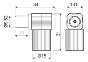 Conector de antena macho codo Ø 9.52 mm - Imagen 2
