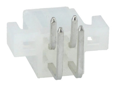 Conector Minifit macho-codo, 2x2 vías, paso=4.20mm