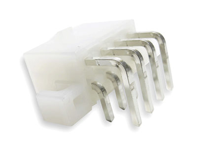 Conector Minifit macho-codo, 2x4 vías, paso=4.20mm