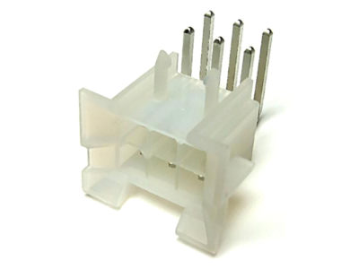 Conector Minifit hembra-codo PCB, 2x3 vías, paso=4.20mm