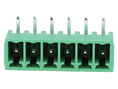 Borna macho-codo para PCB, 6 vías, paso=3.81 mm, cerrada , enchufable