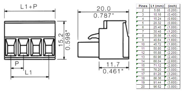 Borna hembra-recta enchufable para PCB de 9 vías, paso=5.08mm - Imagen 2