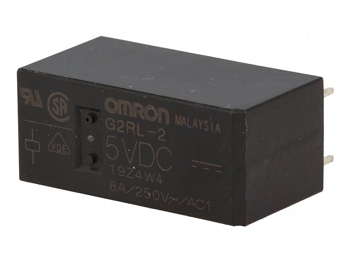 Relé de potencia Omron, serie G2RL, con 5Vdc y 8A, disponible en Biltron.