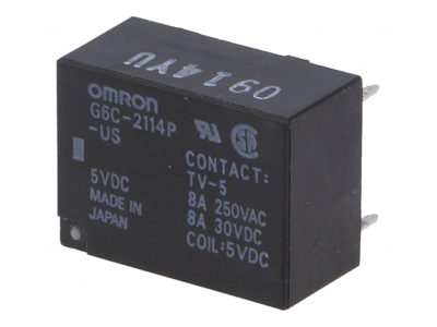 Relé de potencia de Omron sin enclavamiento serie G6C de 1 polo, disponible en Biltron.