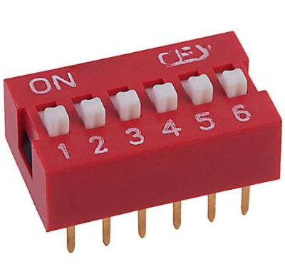 Micro interruptor DIP / SIP, 6 Circuitos, SPST, montaje PCB through hole