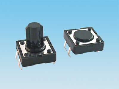 Pulsador PCB-through hole cuadrada, 12x12 mm, tamaño tecla 7 mm