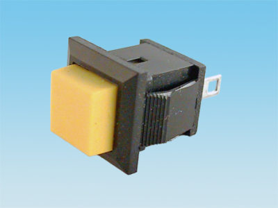 Pulsador off/on redondo para panel, color amarillo, diámetro = 19,5 mm, 3A