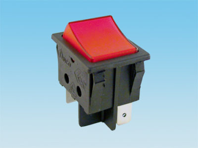 Pulsador luminoso doble, para panel, color rojo, lampara independiente 6V, 32x25,6 mm