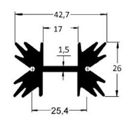 Disipador aluminio sin anodizar, longitud 30 mm, Rt ºC/W =11