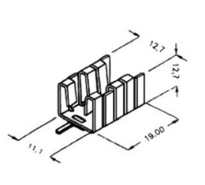 Disipador tipo pinza anodizado color negro para TO-220,con fin, longitud 19 mm, Rt ºC/W =25