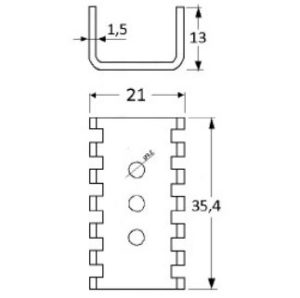 Disipador anodizado negro para TO-126-220-SOT32, longitud 35,4 mm, Rt ºC/W = 16