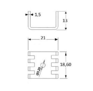 Disipador anodizado negro para TO-126-SOT32, longitud 18mm, Rt ºC/W = 35