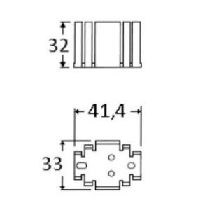 Disipador anodizado negro para TO-3, longitud 41,4 mm, Rt ºC/W = 9