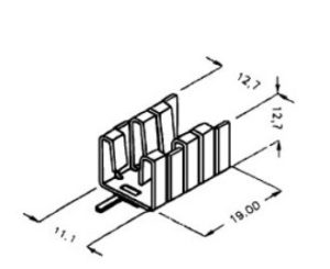 Disipador anodizado negro para TO-220, longitud 19 mm, Rt ºC/W = 25