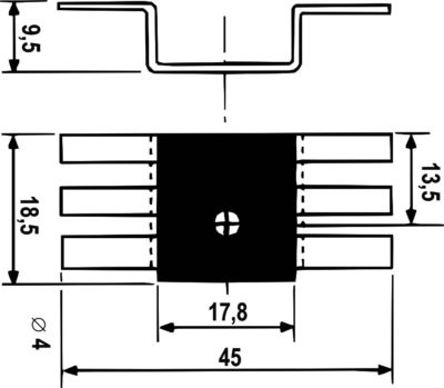Disipador anodizado negro para TO-126-220-SOT32 con patas PCB, longitud 18,5 mm, Rt ºC/W = 17,15