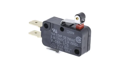 Microinterruptor Omron con palanca de rodillo corta, disponible en Biltron.