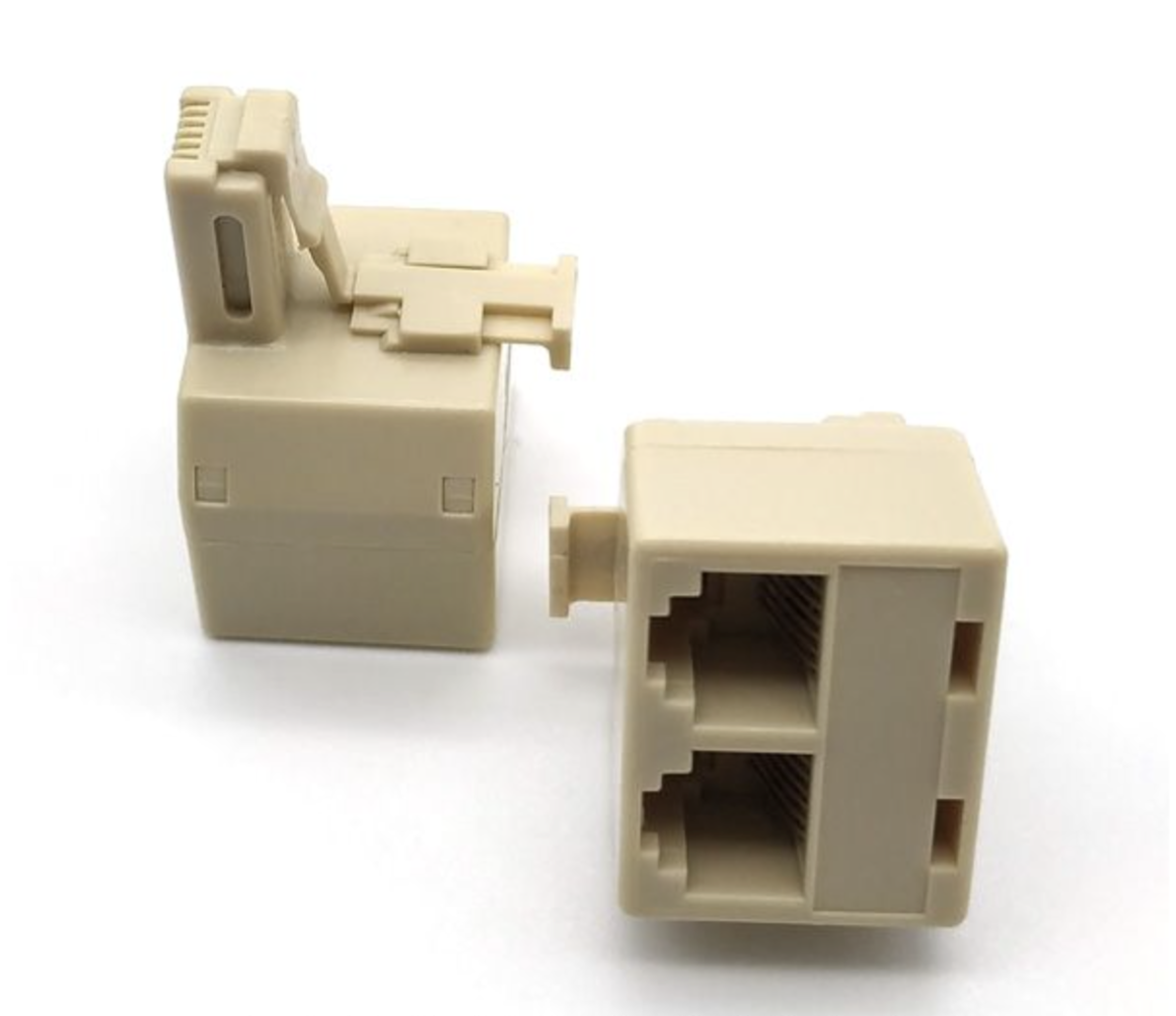 Adaptador Telefónico 1 macho-2hembras 6P/6C RJ12, disponible en Biltron.