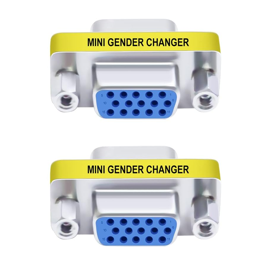 Adaptador corto sin cable doble hembra VGA de 15 pines, disponible en Biltron.