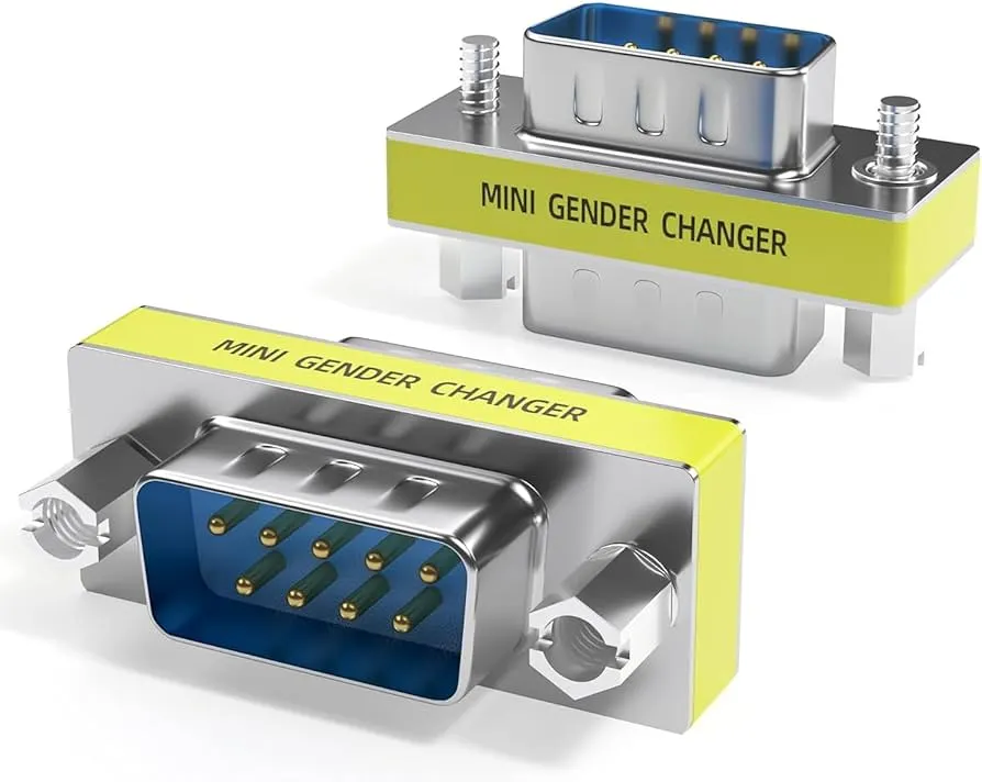 Adaptador corto sin cable macho Sub D a macho Sub D 9 pines, disponible en Biltron.