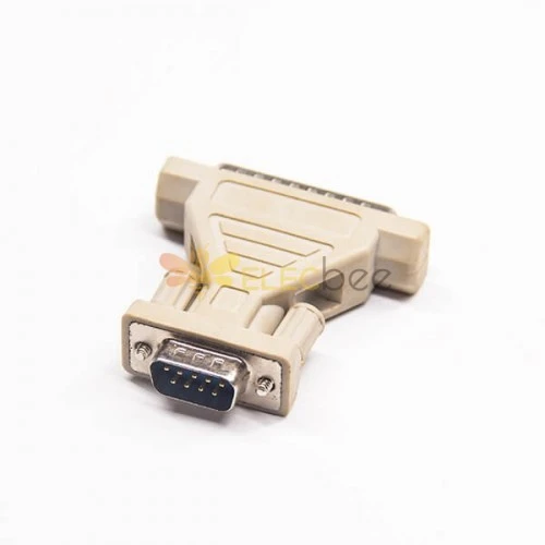 Adaptador largo sin cable macho Sub D de 25 pines a macho Sub D de 9 pines, disponible en Biltron.