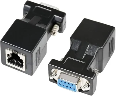 Adaptador macho Sub D 9 pines a RJ45 hembra, disponible en Biltron.