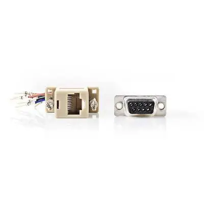 Adaptador macho Sub D 9 pines a RJ45 hembra, disponible en Biltron.