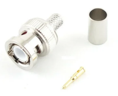 Conector BNC hembra aéreo para crimpar RG58 con terminal de carga 50 Ω, en Biltron.