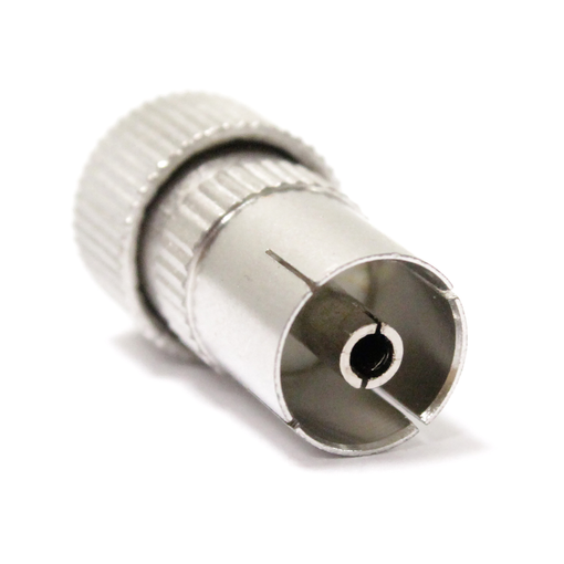 Conector de antena hembra recto con diámetro de 9.52 mm, disponible en Biltron.