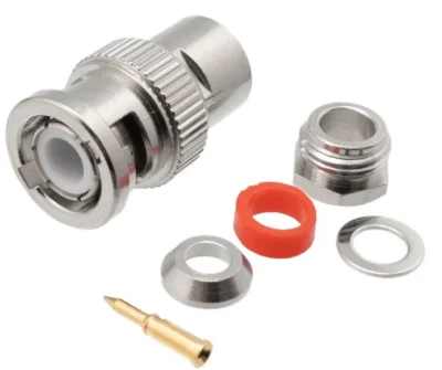 Conector BNC macho aéreo para soldar en cables RG58 con terminal de carga de 50 Ω, en Biltron.