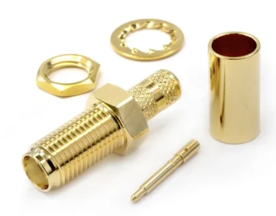 Conector SMA hembra para crimpar en cables RG58 con terminal de carga de 50 Ω, en Biltron.