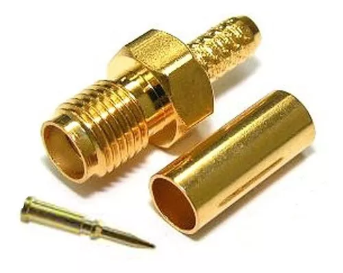 Conector SMA hembra para crimpar en cables RG58 con terminal de carga de 50 Ω, en Biltron.