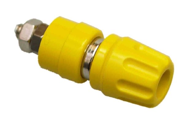 Imagen de conector hembra para panel y para banana de 4 mm, amarillo, para tensión 16 A, a la venta en Biltron.