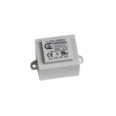 Foto de transformador para PCB encapsulado con tensi贸n de salida de 12 V y potencia nominal de 12 VA, ofrecido en Biltron.