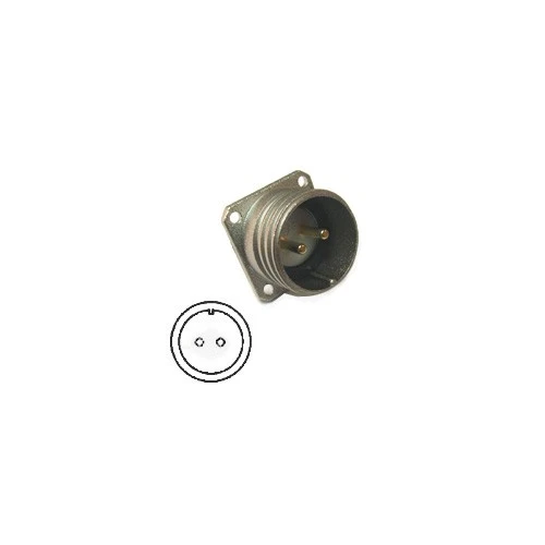 Ejemplo de un Conector militar macho base, montaje panel, 2 vías, diámetro 20 mm, en Biltron.