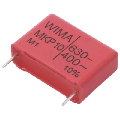Imagen de un Condensador Poliéster MKP Encapsulado de 4.7 µF y 630 V, en Biltron.