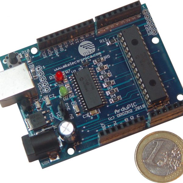 Tarjeta de control ArduPIC basada en el microcontrolador PIC16F18855 compatible con Arduino UNO