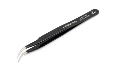 Pinza JBC HPTE7SA de alta precisión con recubrimiento epoxi ESD y punta curva