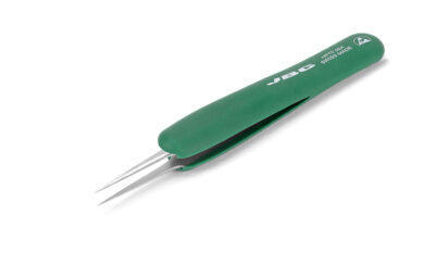 Pinza JBC HPTR5SA de alta precisión con agarre de goma ESD y punta afilada